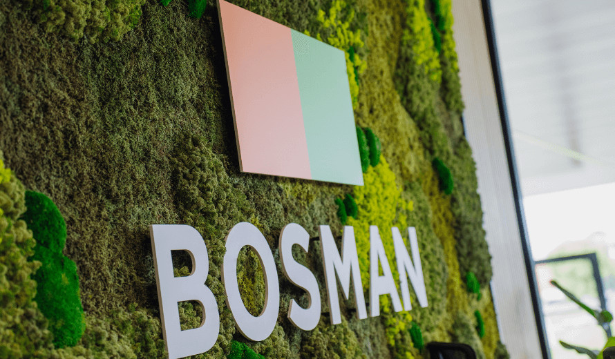 Logo Bosman tegen groene achtergrond
