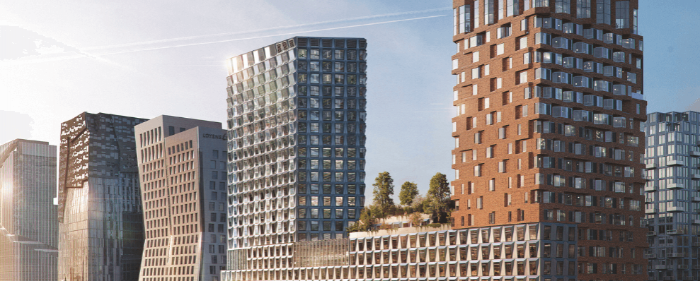 The Pulse in Amsterdam, een duurzaam mixed-use gebouw met woon- en kantoorruimtes.